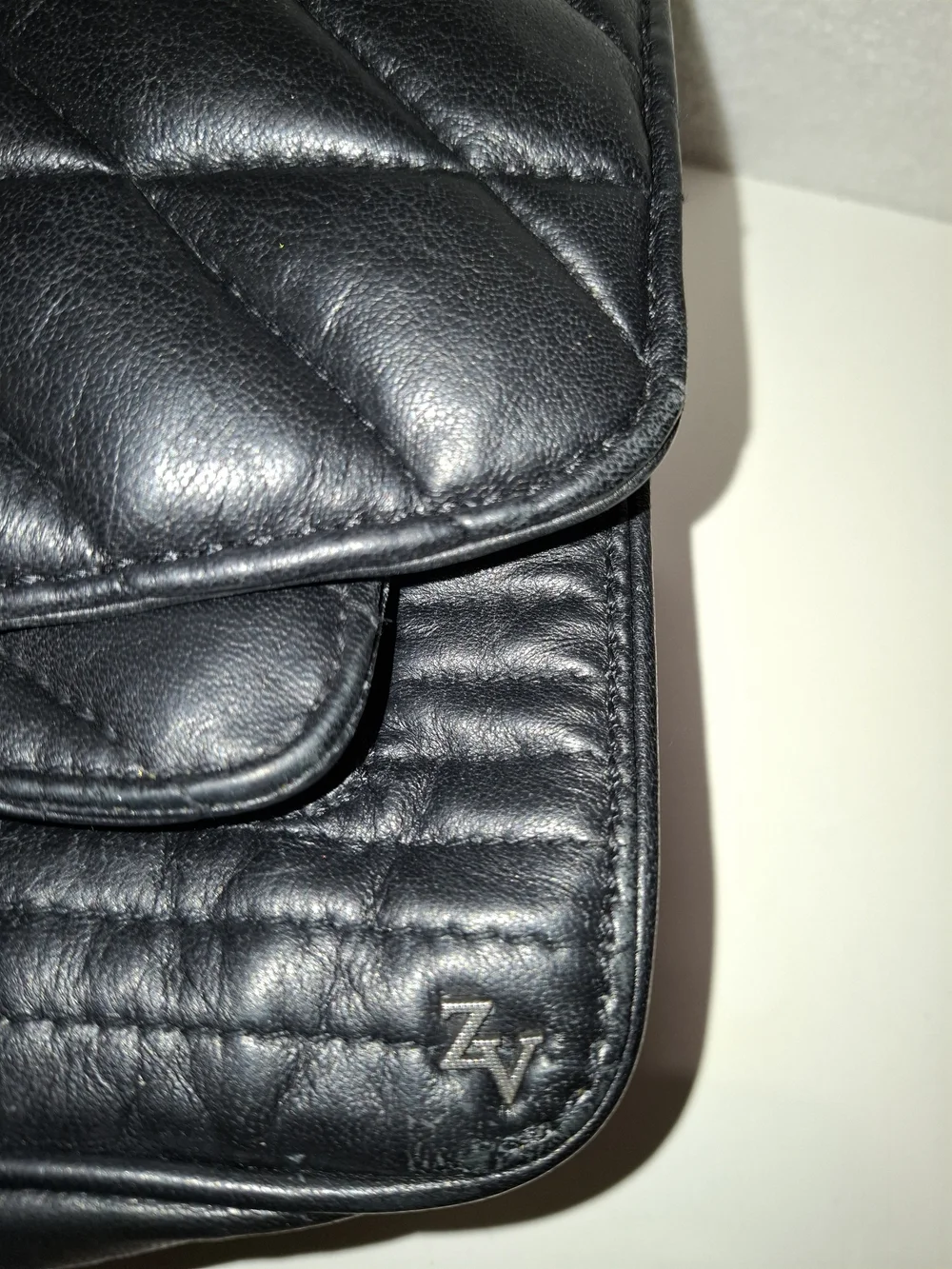 Zadig & Voltaire Black Quilted Shoulder Bag with Silver Chain